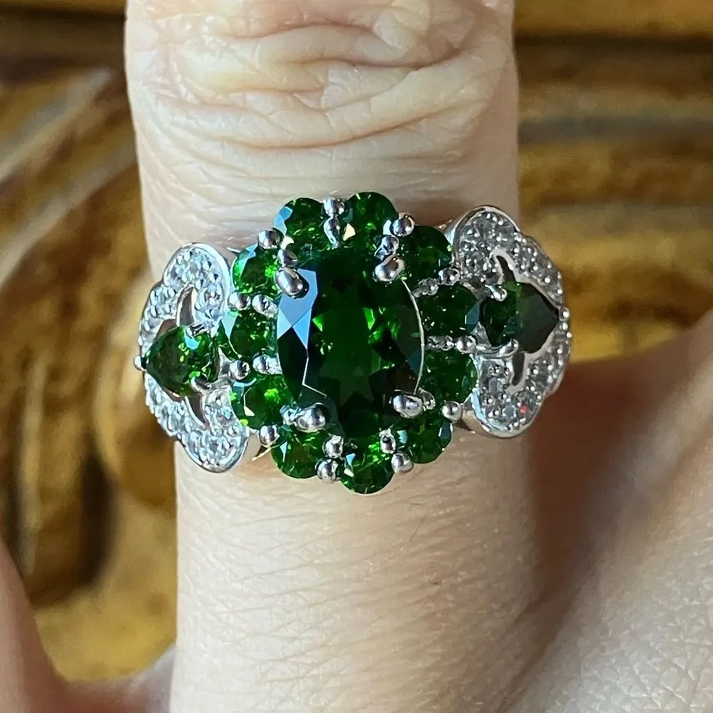 Natural Chrome Diopside Sterling Silver Ring Size 6